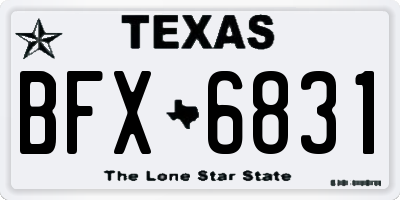 TX license plate BFX6831