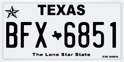 TX license plate BFX6851