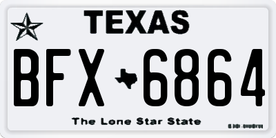 TX license plate BFX6864