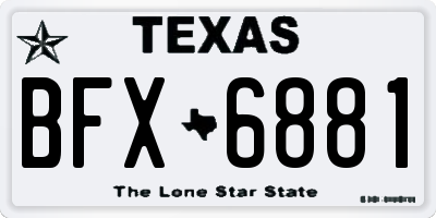 TX license plate BFX6881