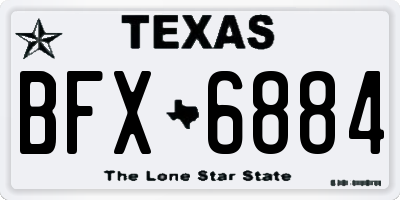TX license plate BFX6884