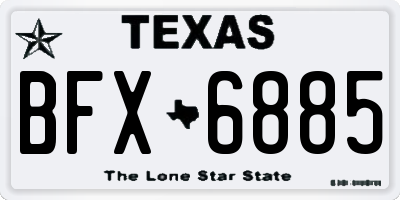TX license plate BFX6885