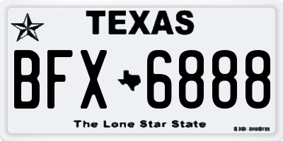 TX license plate BFX6888