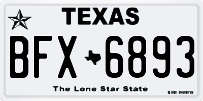 TX license plate BFX6893
