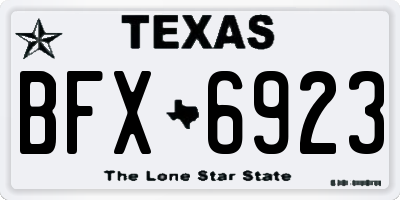 TX license plate BFX6923