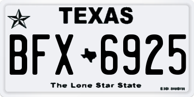 TX license plate BFX6925