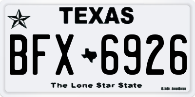 TX license plate BFX6926