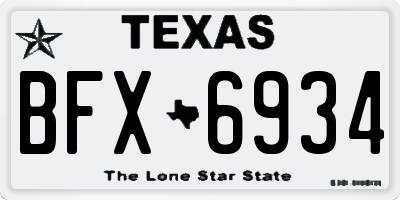 TX license plate BFX6934