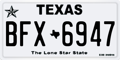 TX license plate BFX6947