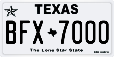 TX license plate BFX7000