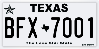 TX license plate BFX7001