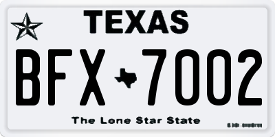 TX license plate BFX7002