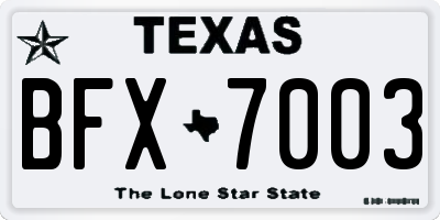 TX license plate BFX7003
