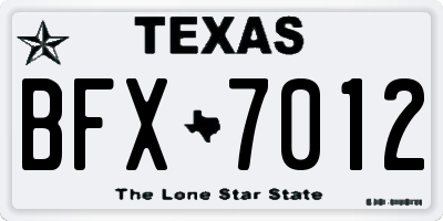 TX license plate BFX7012