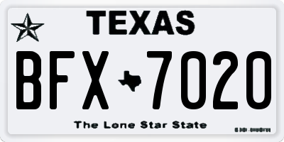 TX license plate BFX7020