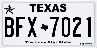 TX license plate BFX7021