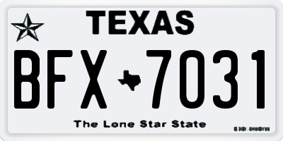 TX license plate BFX7031