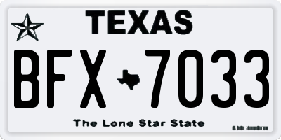 TX license plate BFX7033