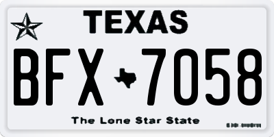 TX license plate BFX7058