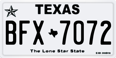 TX license plate BFX7072