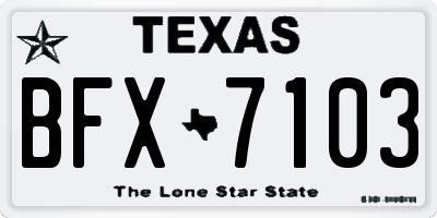 TX license plate BFX7103