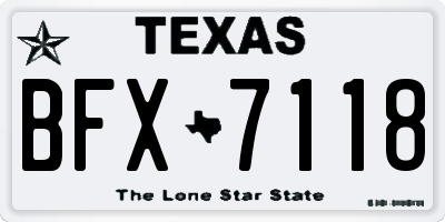 TX license plate BFX7118