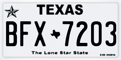 TX license plate BFX7203