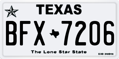 TX license plate BFX7206