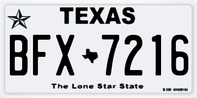 TX license plate BFX7216