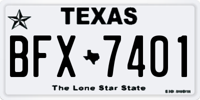 TX license plate BFX7401