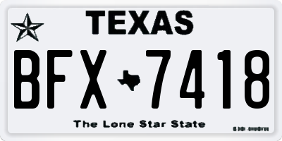 TX license plate BFX7418