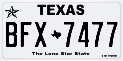 TX license plate BFX7477