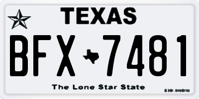 TX license plate BFX7481