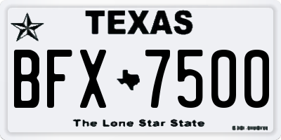 TX license plate BFX7500
