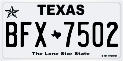 TX license plate BFX7502