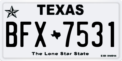TX license plate BFX7531