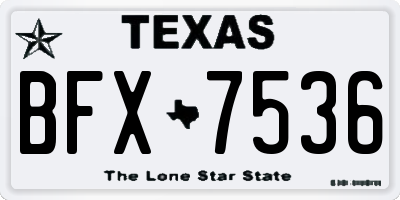 TX license plate BFX7536