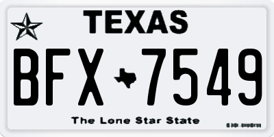 TX license plate BFX7549