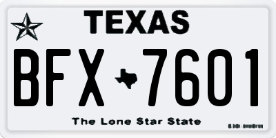 TX license plate BFX7601