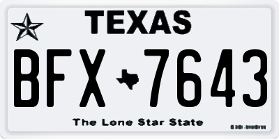 TX license plate BFX7643