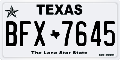 TX license plate BFX7645