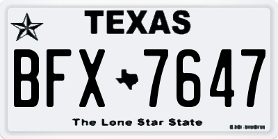 TX license plate BFX7647