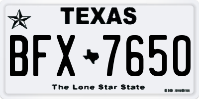 TX license plate BFX7650