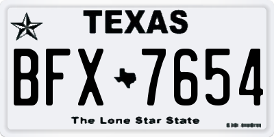TX license plate BFX7654