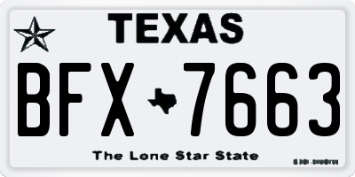TX license plate BFX7663
