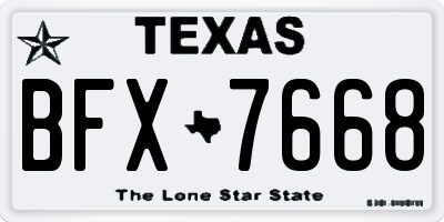 TX license plate BFX7668