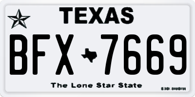 TX license plate BFX7669