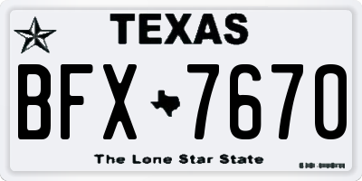 TX license plate BFX7670