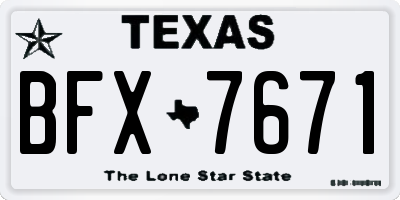 TX license plate BFX7671