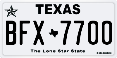TX license plate BFX7700
